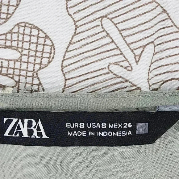 Zara Polka Dot Textured V neck Elastic Cuffs Chiffon Blouse S - Picture 6 of 8